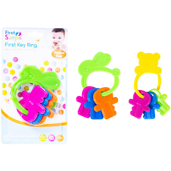 Baby's First Key Ring Rattle and Teether Toy in Assorted Designs