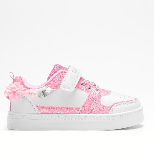 LELLI KELLY Girls Pink Gioiello White Trainers with Friendship Bracelet