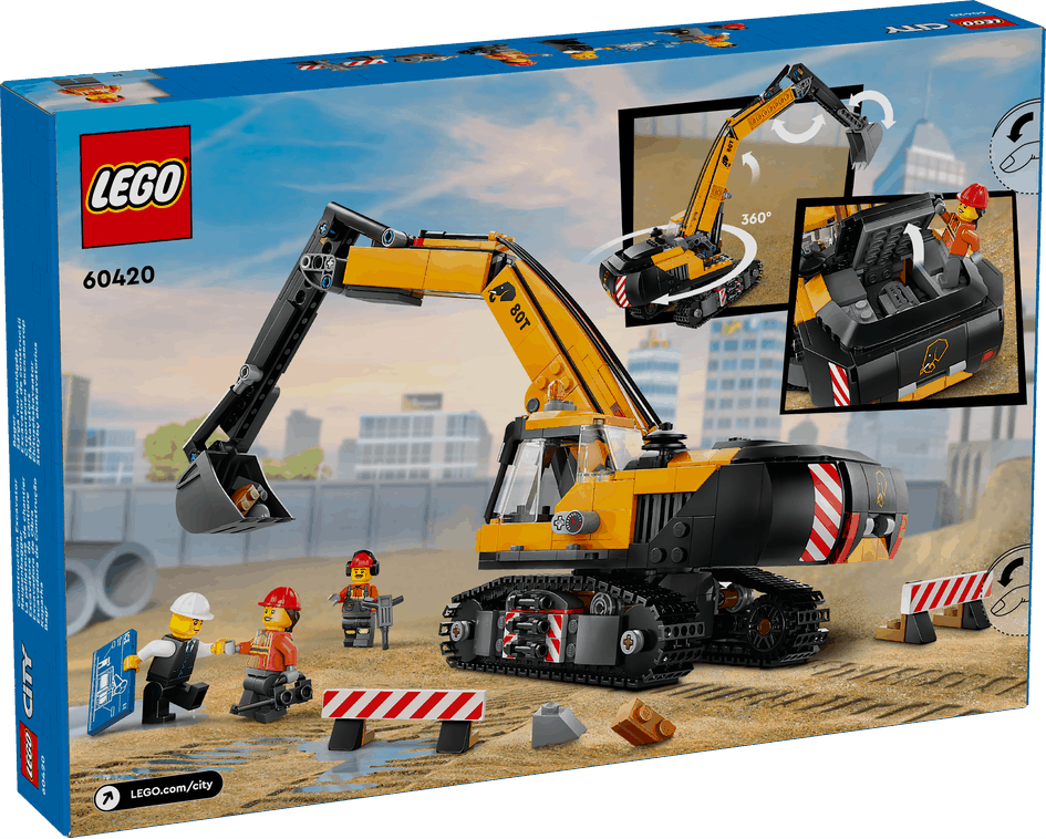 Lego City 60420 Yellow Construction Excavator Playset for Ages 8 & Up