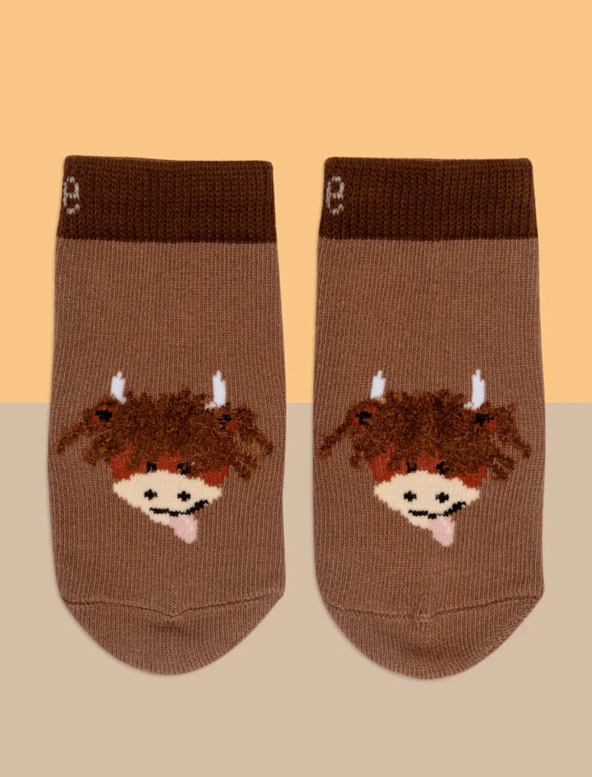 Neutral Highland Cow Socks Pebble Children’s Wear