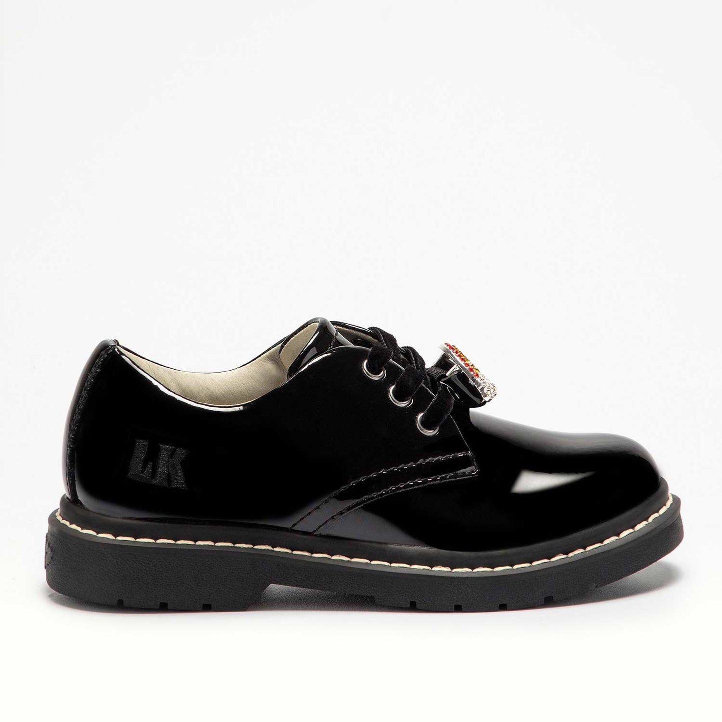 Lelli Kelly Leah Chunky Rainbow Lace Up School Shoes Patent Miss LK