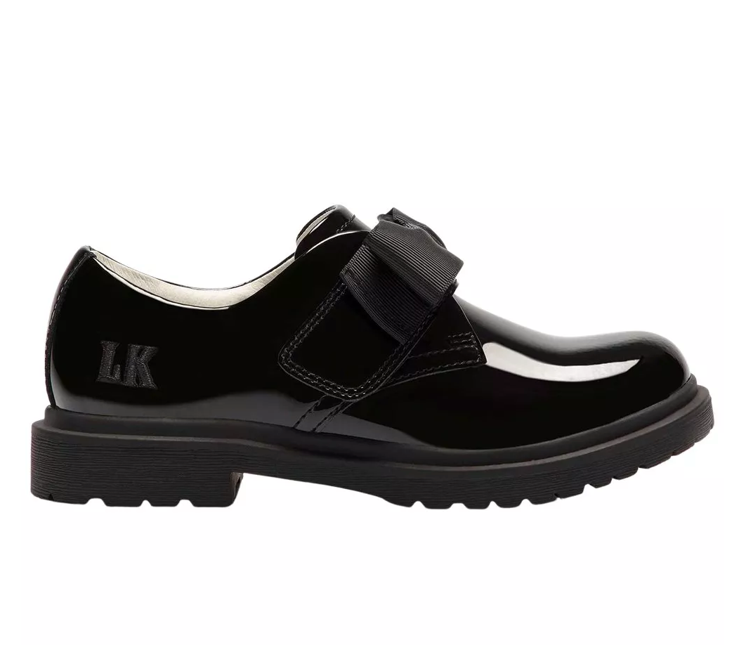 Miss LK  Lelli Kelly Faye Girls Black Patent Bow School Shoes