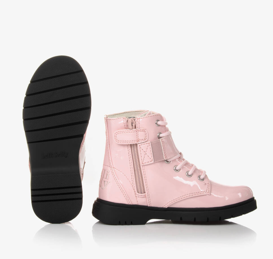 Lelli Kelly Pink Patent Winter Boots Diamante Stella Heart Girls