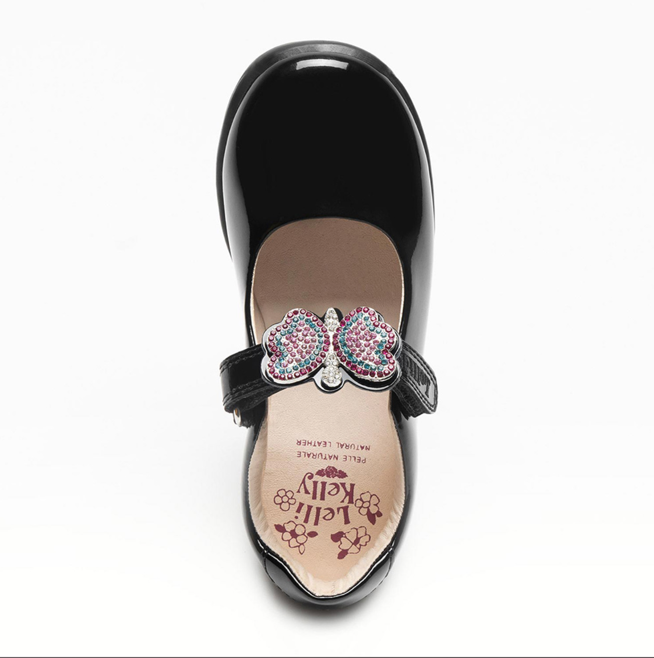 Lelli Kelly Girls Luna 2 With Detachable Butterfly School Shoe F &  G Fitting - Black Patent