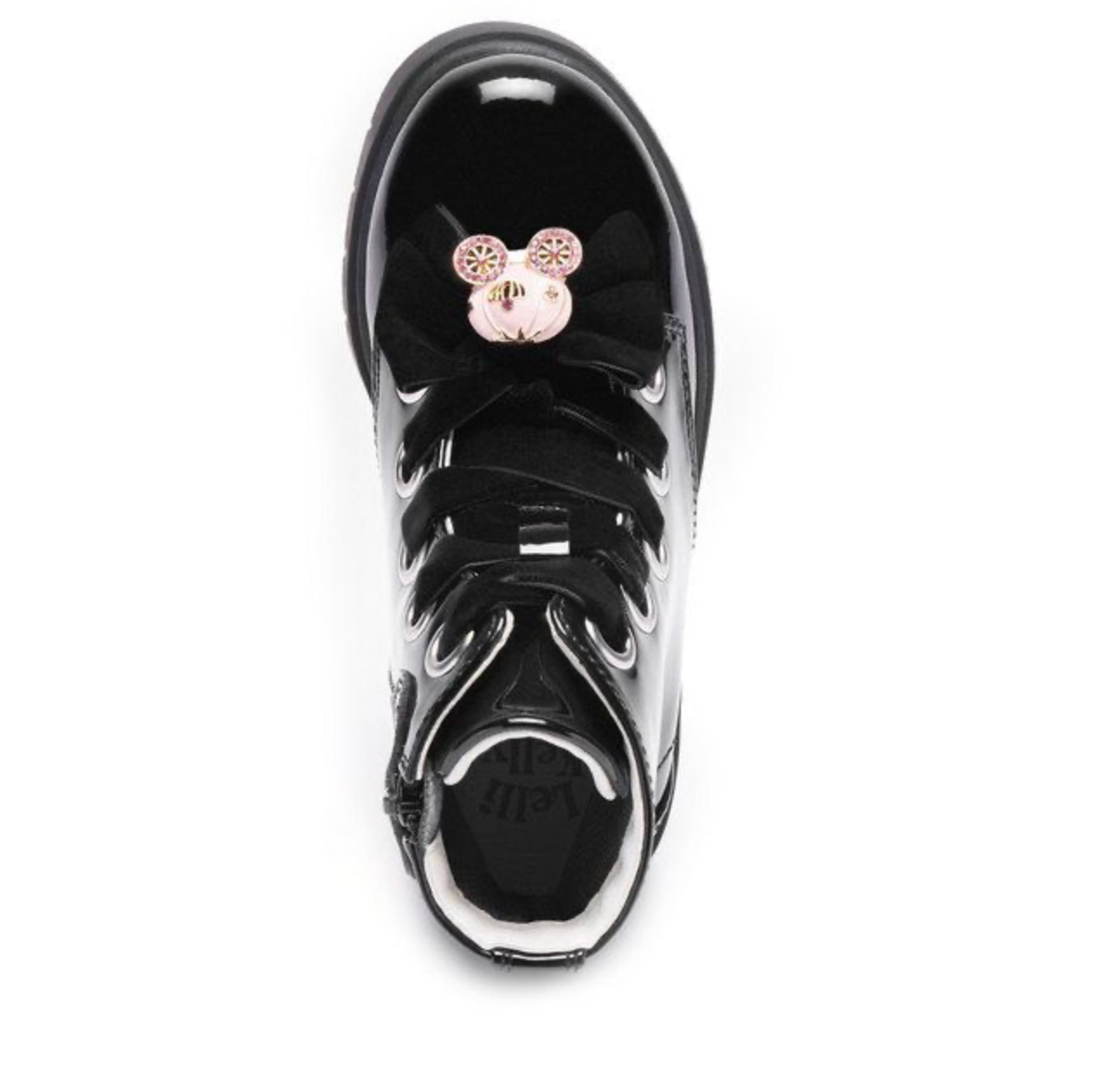 Lelli Kelly Black Patent Girls Boots with Princess Carriage Charm For Di Fiocco