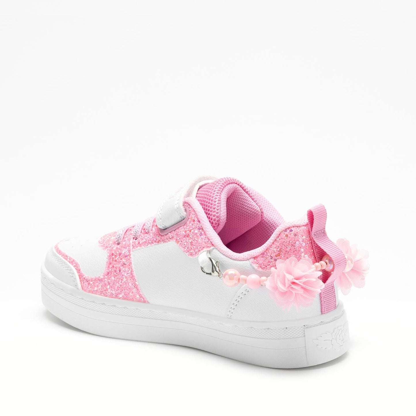 LELLI KELLY Girls Pink Gioiello White Trainers with Friendship Bracelet