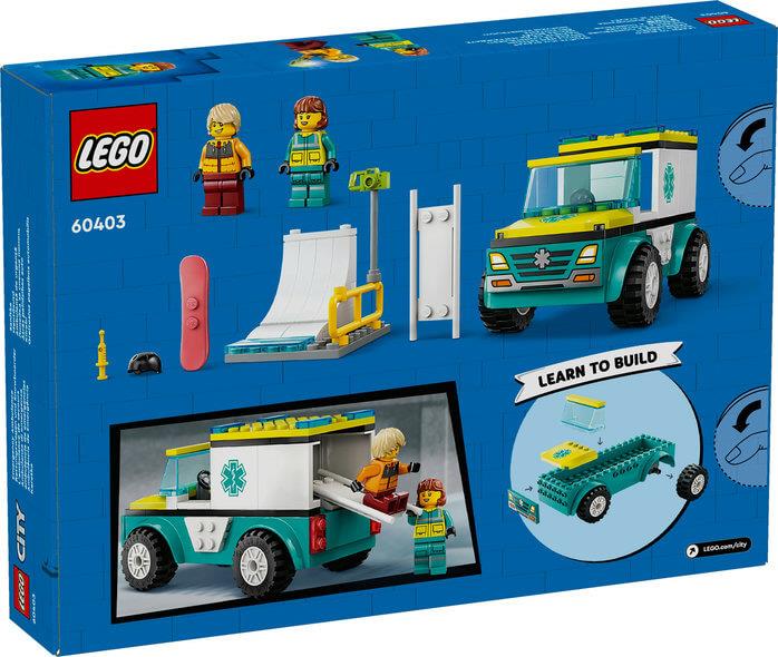 Lego City 60403 Emergency Ambulance and Snowboarder for Ages 4 and Up