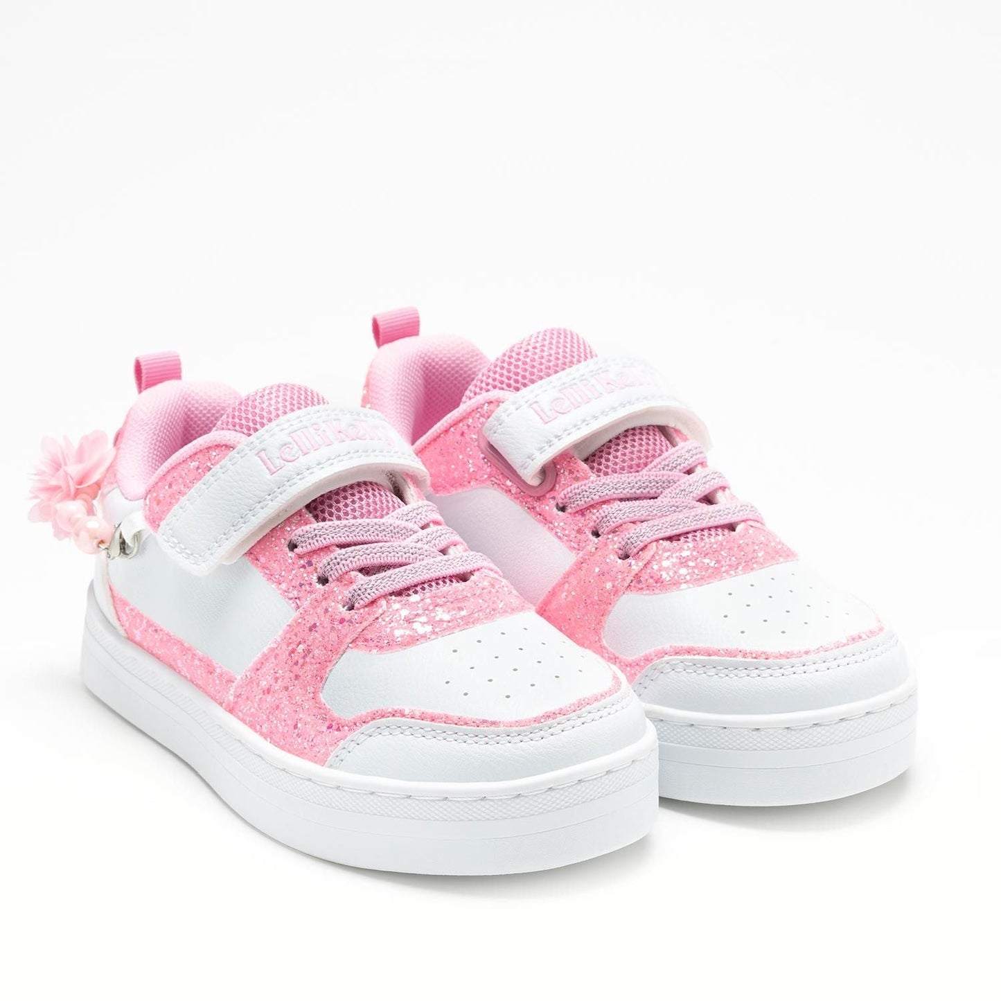 LELLI KELLY Girls Pink Gioiello White Trainers with Friendship Bracelet