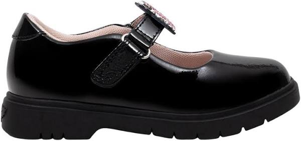 Lelli Kelly Girls DAISY Interchangeable Straps Pink Flower Chair  Black Patent School Shoes