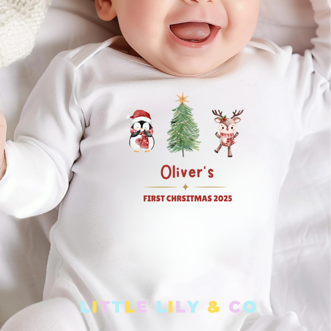 Personalised Baby's First  Christmas Sleepsuit