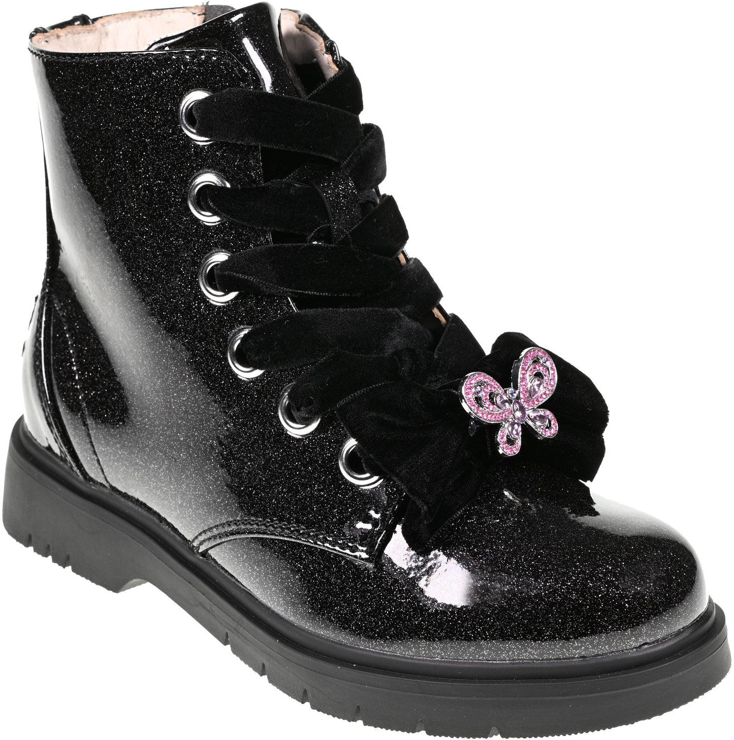 Lelli Kelly LK4331 Fior Di Focco Black Diamante Glitter Ankle Boots with Luna Butterfly