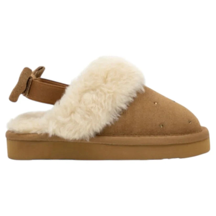 Lelli Kelly Girls Brown Suede ‘Sandra’ Fluffy Slippers - PRE-ORDER