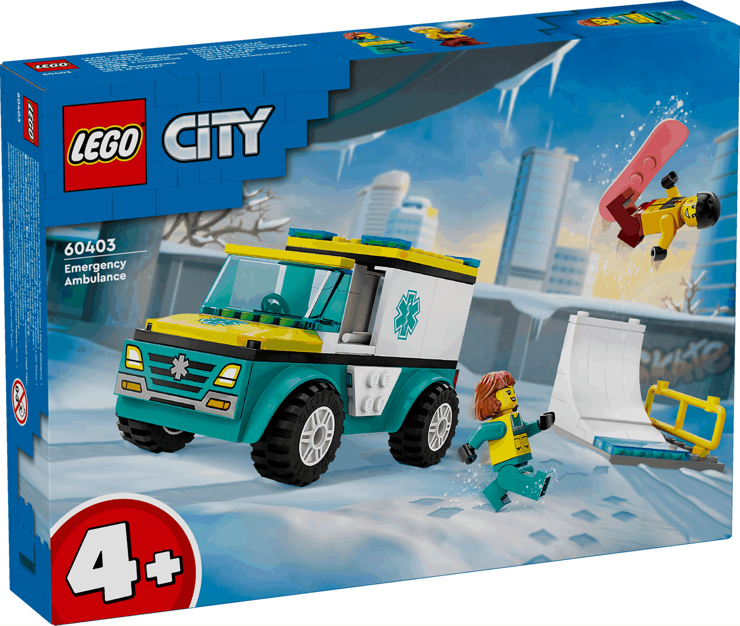 Lego City 60403 Emergency Ambulance and Snowboarder for Ages 4 and Up