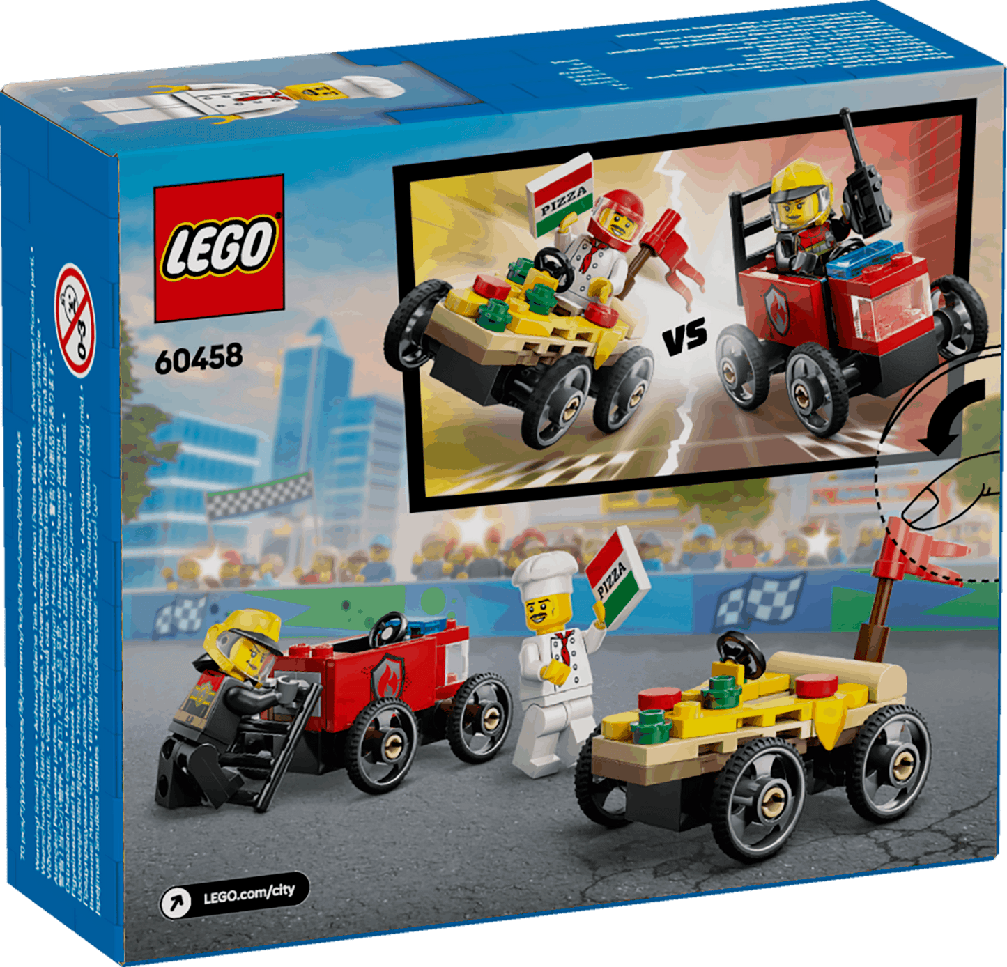 Lego City 60458 Pizza Vs. Fire Truck Race Car Pack for Ages 5 and Up