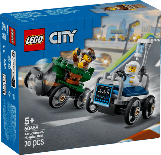 Lego City 60459 Airplane Vs. Hospital Bed Race Car Pack for Ages 5+