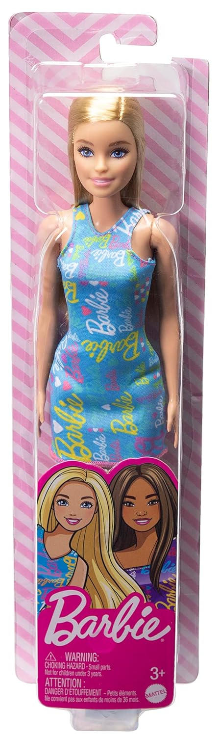 Barbie Dolls 3 Wearing Logo Print Dresses, Toy for Kids Ages 3 and Up