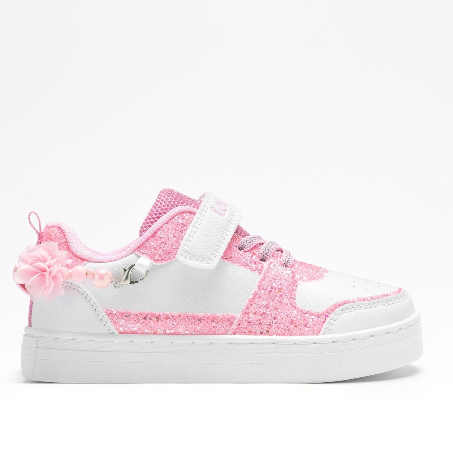 LELLI KELLY Girls Pink Gioiello White Trainers with Friendship Bracelet