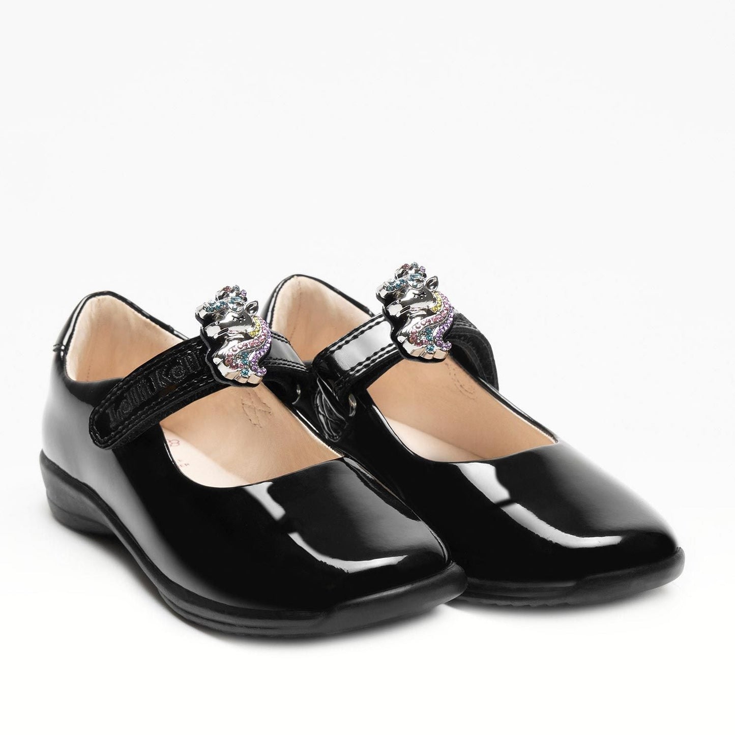 Lelli Kelly Girls Bianca 2 With Detachable Unicorn With Crown School Shoe F Fitting - Black Patent