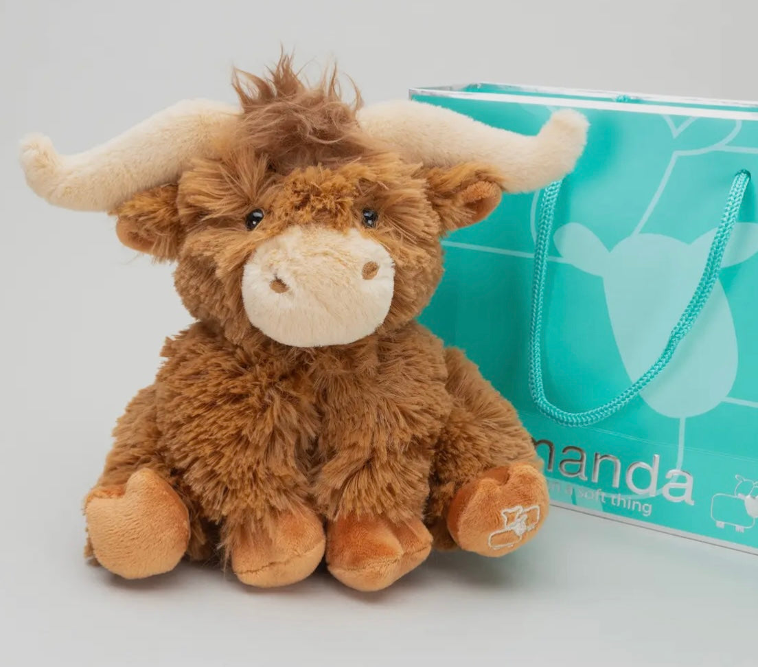 Horny Highland Cow Plush Brown Soft Toy - 18cm Pebble Children’s Store
