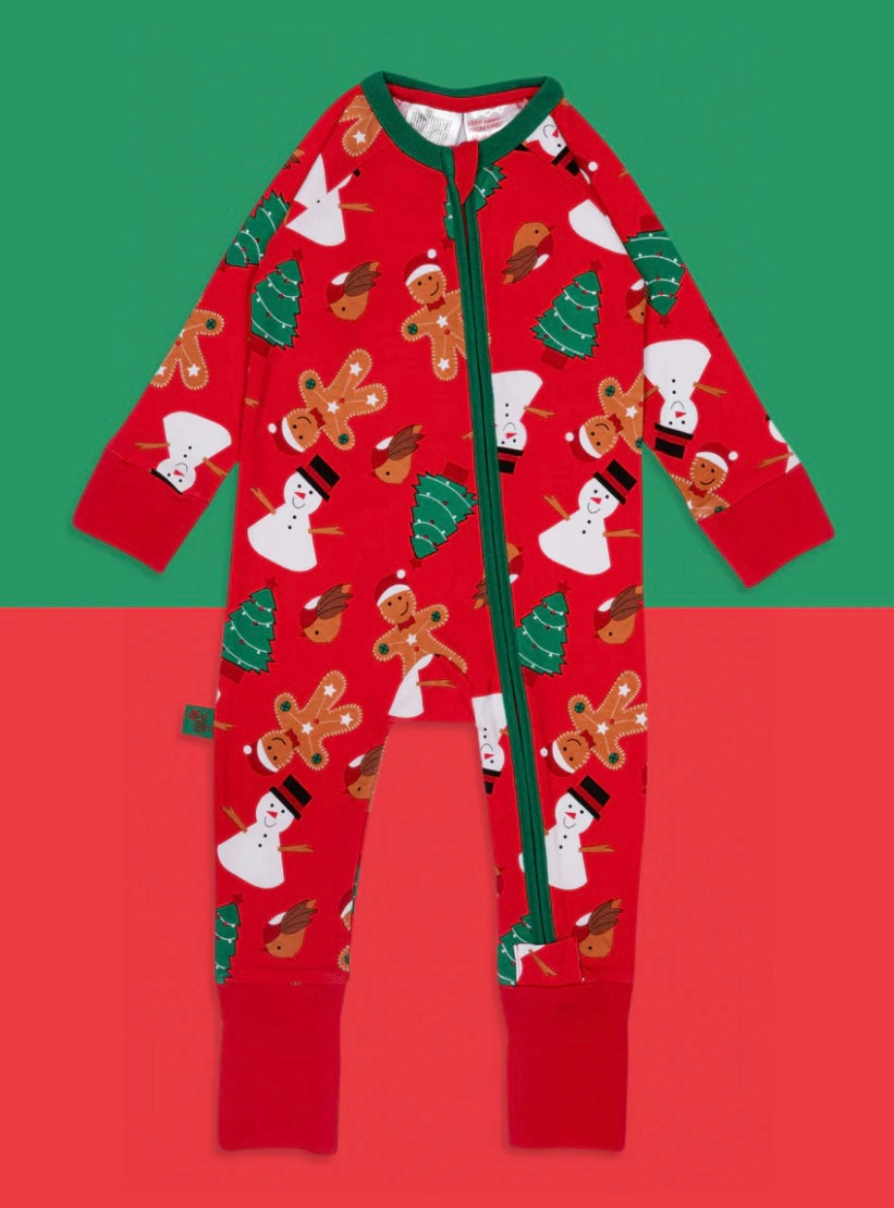 Snowman Zip-Up Romper Jumpsuit
