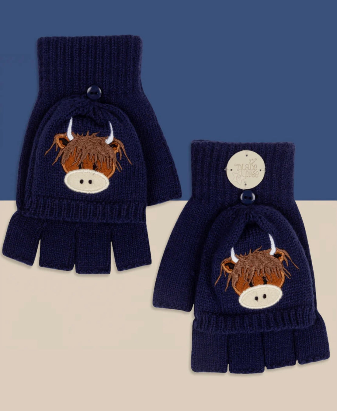 Hamish Highland Cow Mittens Pebble Children’s Wear