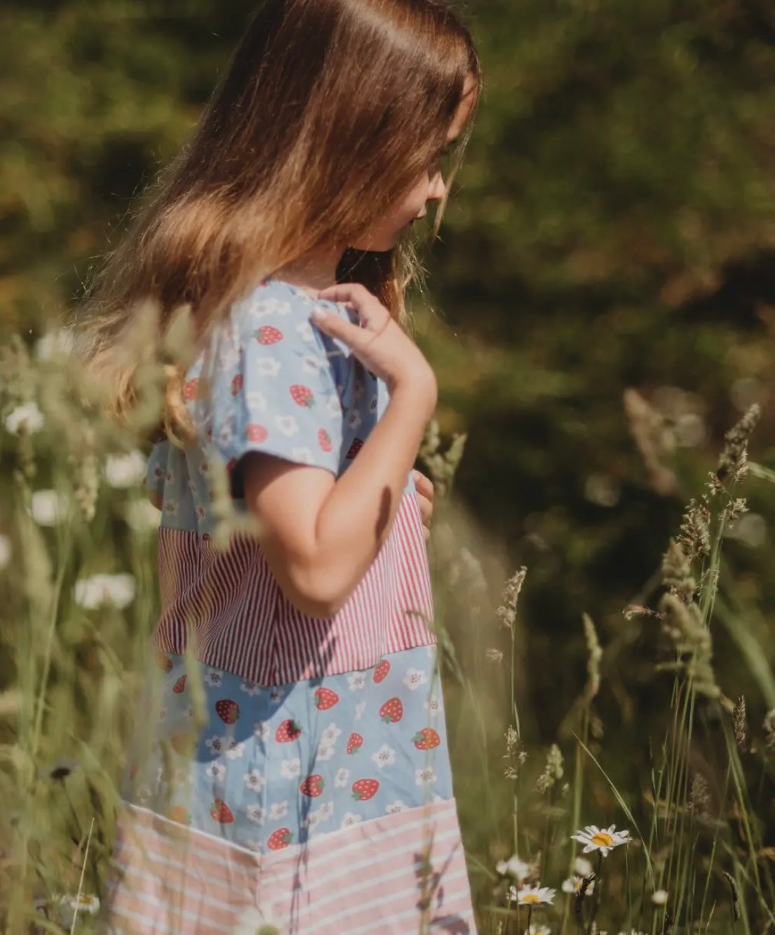 Multicoloured Strawberry Print Dress Pebble Children’s Store