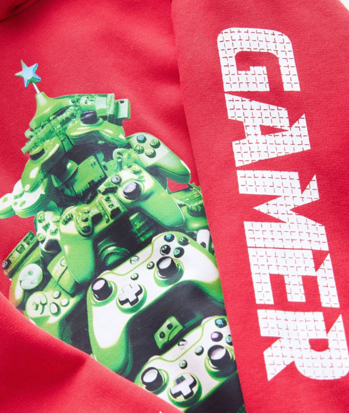 Red Game Controller Christmas Graphic Hoodie