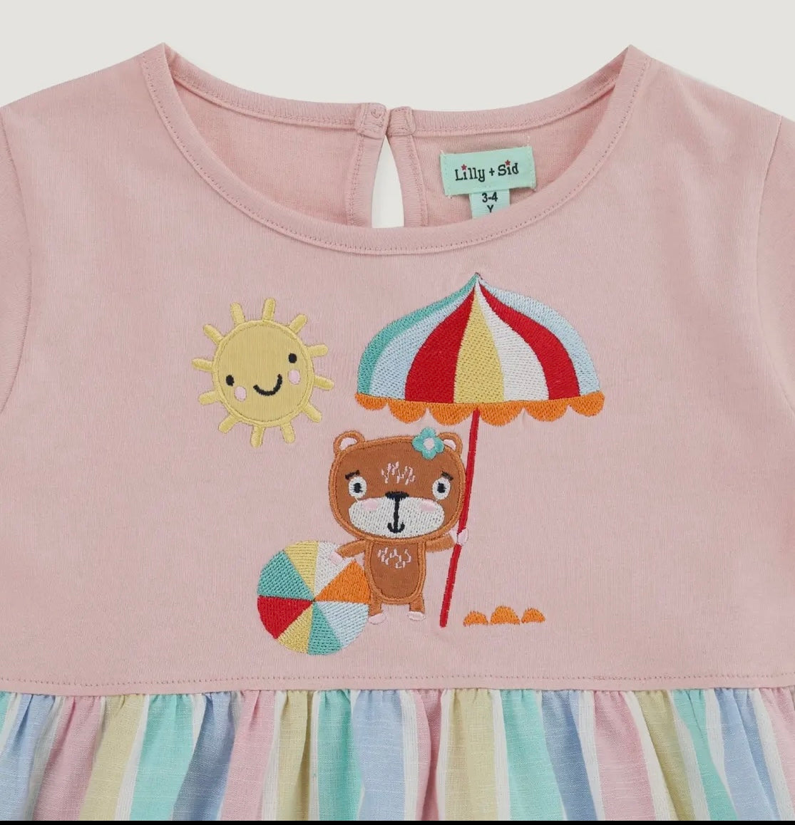 Multicoloured Lilly & Deckchair Stripe Print Dress Pebble Children’s Store