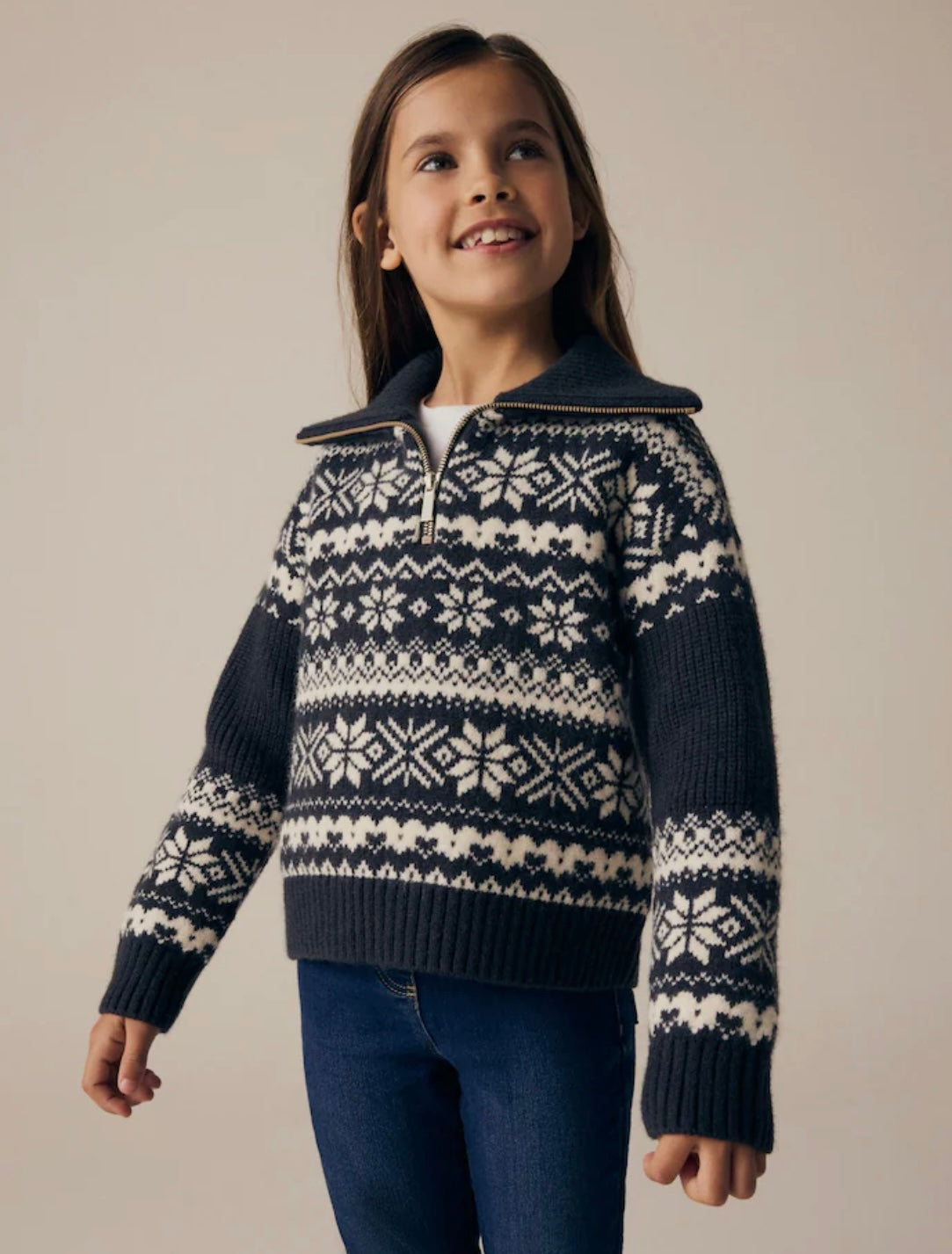 Black/White Kids Christmas Fairisle Pattern Jumper