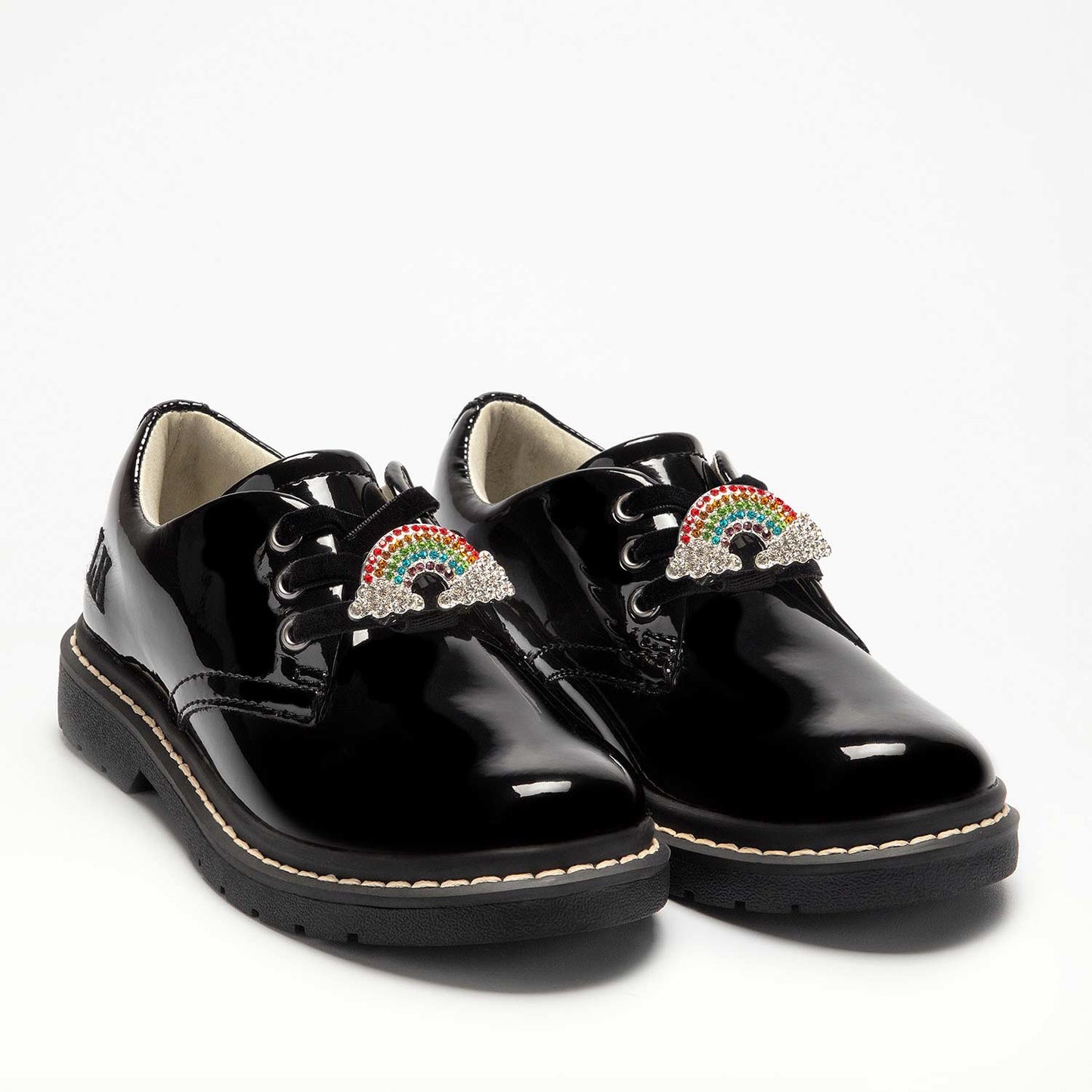 Lelli Kelly Leah Chunky Rainbow Lace Up School Shoes Patent Miss LK