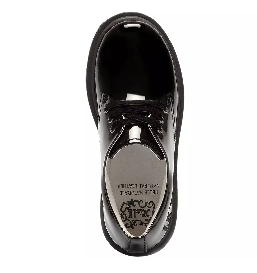 Miss LK  by Lelli Kelly Older Girls Elaine Black Patent Lace Up Girls School Shoes