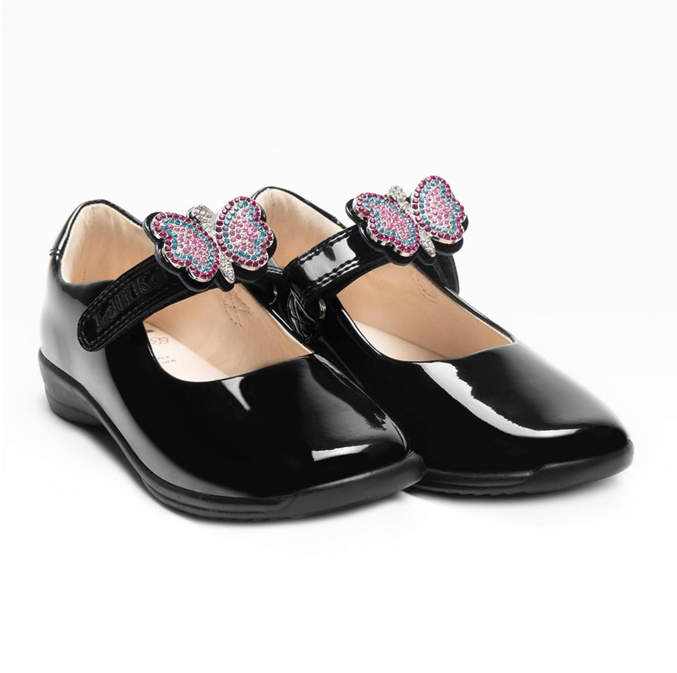 Lelli Kelly Girls Luna 2 With Detachable Butterfly School Shoe F &  G Fitting - Black Patent
