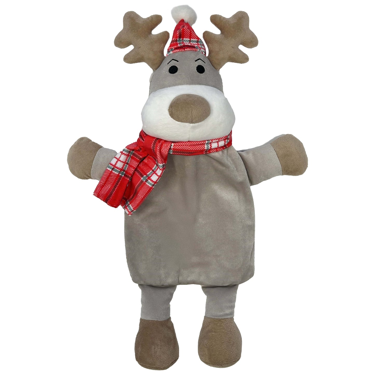 Festive Reindeer Christmas Hot Water Bottle with Cover 1L Natural Rubber UK Safe Tested Ideal Gift for Adults Kids by OLIVIA ROCCO