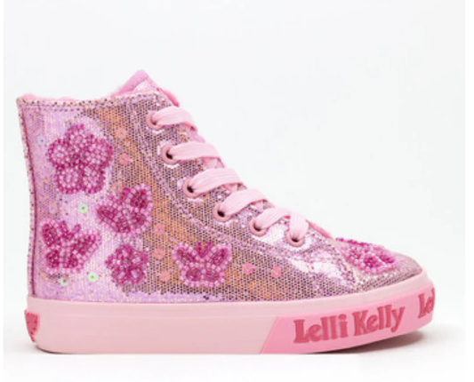 Lelli Kelly Girls Pink Sequin Taylor Baseball Boots Hi-Tops