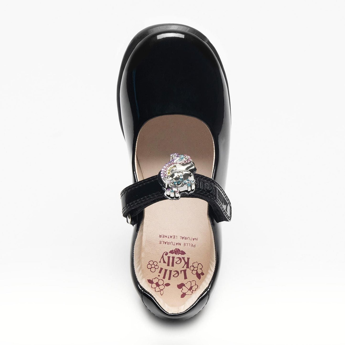 Lelli Kelly Girls Bianca 2 With Detachable Unicorn With Crown School Shoe F Fitting - Black Patent